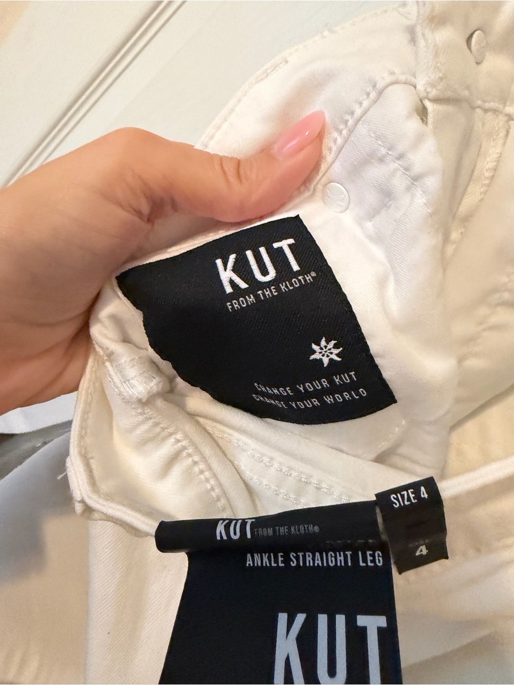 Kut from the Kloth White Distressed Ankle Jeans for Women - Picture 5 of 8